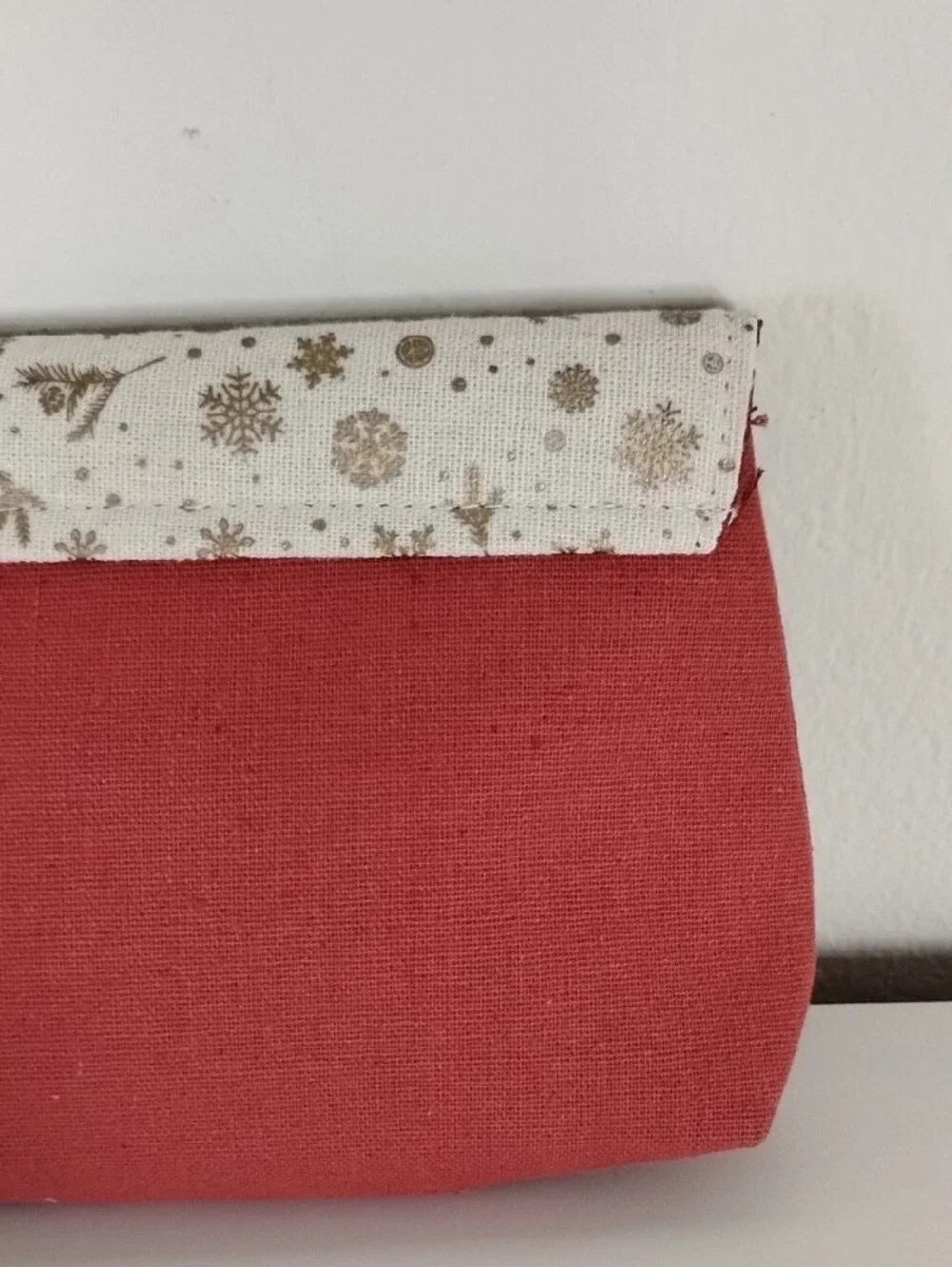 EAC Red Canvas Cosmetic Pouch with Cream Patterned Trim